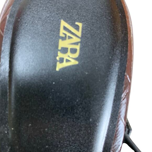 Zara Brown Studded Platform Wedge Sandals Size 39 US 6 Y2k Style - Picture 8 of 9